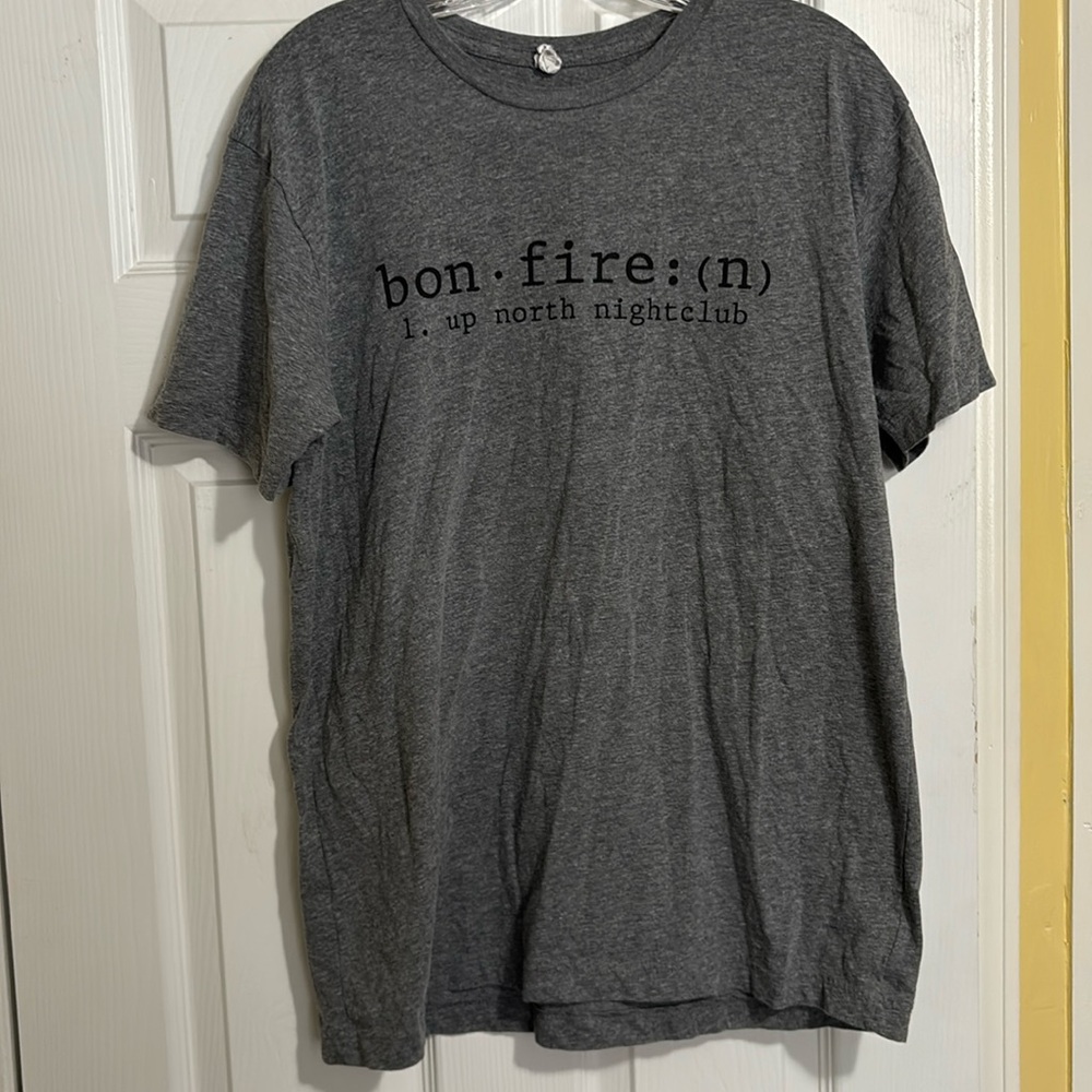 Gray bonfire t shirt